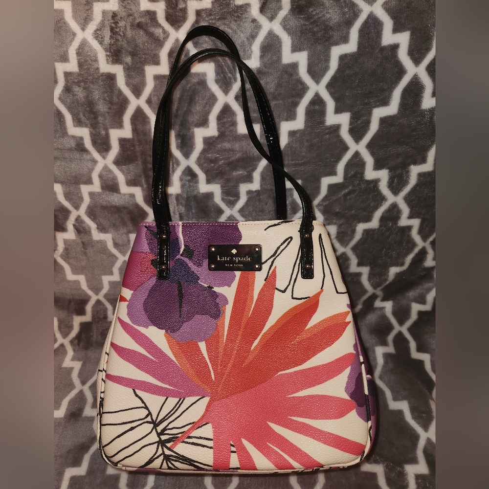 Kate Spade New York Floral Leaf Print Shoulder Bag, Multi-color, EUC